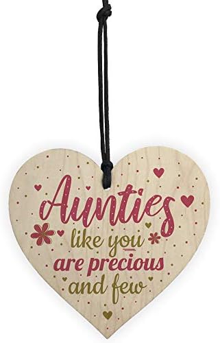 RED OCEAN Handmade Auntie Aunt Gift Wooden Hanging Heart Plaque Birthday Christmas Thank You Friendship Gift Sign