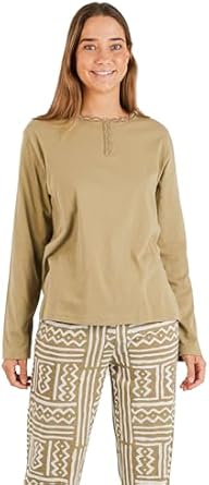 GLOBAL Conjunto de Pijama Mujer 100% Algodón con Botones