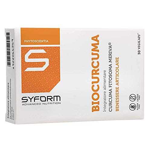 SYFORM BIOCURCUMA INTEGRATORE FITOTERAPICO 30 VEGICAPS Curcuma Fitosomiale - Meriva® per la funzionalità articolare, antiage, con curcumina altamente disponibile. Sostiene le difese antiossidanti