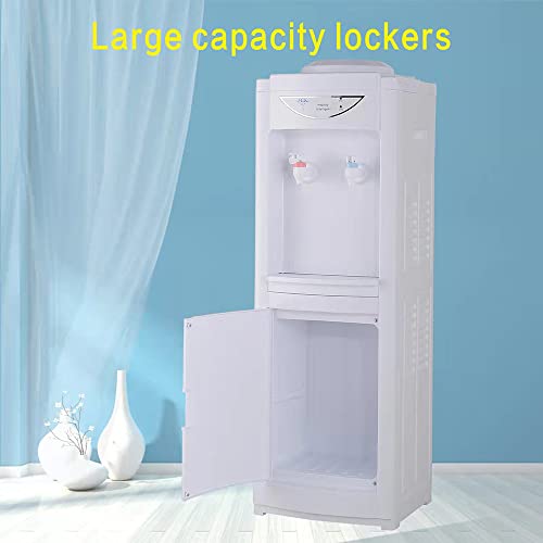 Hot&Cold Water Cooler Dispenser, 5 Gallon Top Loading Water Cooler For Home Office, Water Cooler Dispenser With Storage Cabinet, Chile Safety Lock,White #TOP3