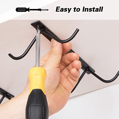 Cabinet Hook Mug Holder - Hanging Coffee Cup Rack For Kitchen, Under Cabinets Metal Hangers Organizer Shelf Storage Utensil (Black) #TOP5