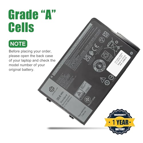 Image of 6WVHD 451-BDDY Laptop Battery Replacement for Dell Latitude 7230 Rugged Extreme Tablet T06H T06H001 Pro Rugged 12 Tablet RA02260 Series FNW8F 0VDDJY VDDJY 0JM6CX JM6CX 7.6V 35.6Wh 4457mAh