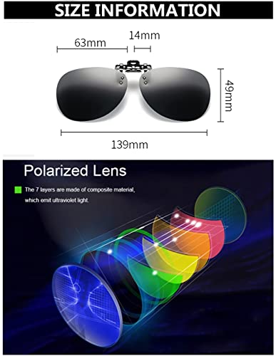 Image of Clip on Flip up Polarized Lens For Prescription Glasses UV Protection Sunglasses (Clear lenses not Polarized)