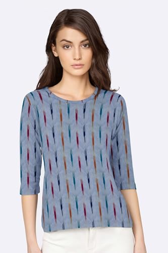 Image of Cotton Pochampally ikat unstitched blouse, Kurthi, long frock fabric material for women (1 meter, 2 meters & 3 meters)