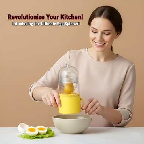 Image of Alark Egg Scrambler Shaker Whisk Hand Powered Golden Egg Maker with Pulling Rope Eggs Cooking Tool Mixer Kitchen Gadgets Manual Egg Shakers Egg Yolk Egg White Mixer for Making Hard Boiled Golden Eggs