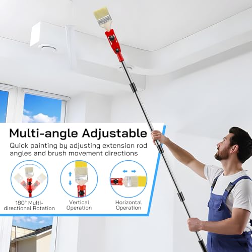 Telescopic Gutter Cleaning Tools - 4-in-1 Telescopic Pole with 2 Gutter Brushes and Extender Holder, Hard & Soft Bristle Heads for Leaves, Debris, and Spider Webs - Image 4