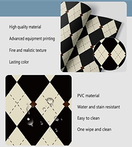 Papier peint PVC imperméable losange noir et blanc 40x300cm - 5