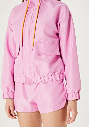 Jaqueta Feminina Corta Vento Com Capuz - Rosa G