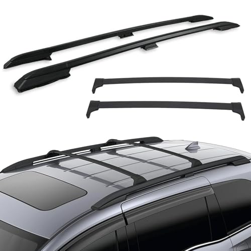 ROSY PIXEL 4Pcs Roof Rack Side Rails & Cross Bars Compatible with Honda Odyssey 2018 2019 2020 2021 2022 2023 2024 2025 2026 | Roof Rails Black Suitable for Carrying Luggage/Kayaks/Bicycles/Canoes
