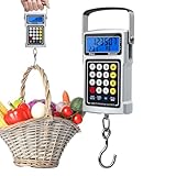 Weldphur Haken-Waage,Tragbare Handwaage mit Uhrenfunktion | Handkranwaage mit Maßband | für Gepäck, Haushalt, Markt, Farm, Angeln, Reisen, Jagd, Outdoor, Männer, Frauen und Angler