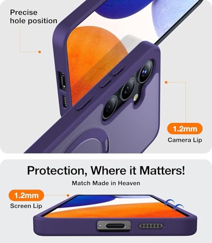 Image of DIZORO Polycarbonate Magnetic Ostand Ring Case Fit for Samsung Galaxy S25 Case Compatible with Wireless Charging,Military Grade Drop Tested,Translucent Hard Back Soft Edge (New Deep Purple)