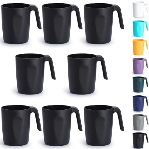 Berglander Schwarze Plastik Kaffeetassen Set 8er 450ml, Kunststoff...