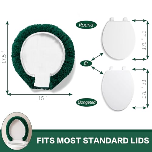 Image of Microfiber Toilet Lid Cover, 17.5 inchx15 inch Fits Round Oblong and Elongated | Toilet Seat Covers for Bathroom, Machine Washable, Decorative Fuzzy fur Look Round Toilet Seat Cover Extra Soft Absorbent