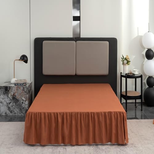 Image of Bed Skirt Full Size 16 Inch Drop Ruffled Bed Skirt with Split Corners | Bed Skirt with Platform, Soft and Stylish 100% Microfiber,Terracotta