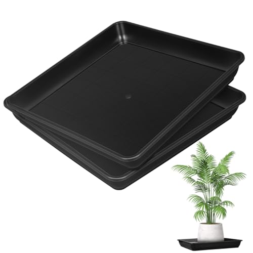 Angoily Soucoupe Pot Fleur, Lot De 2 Soucoupes CarréEs en Plastique pour Plantes IntéRieur Et ExtéRieur 41X41X2.2 Pouces Plateau De JardinièRe RéSistant ÉTanche pour Pots De Fleurs Coupelle Carré
