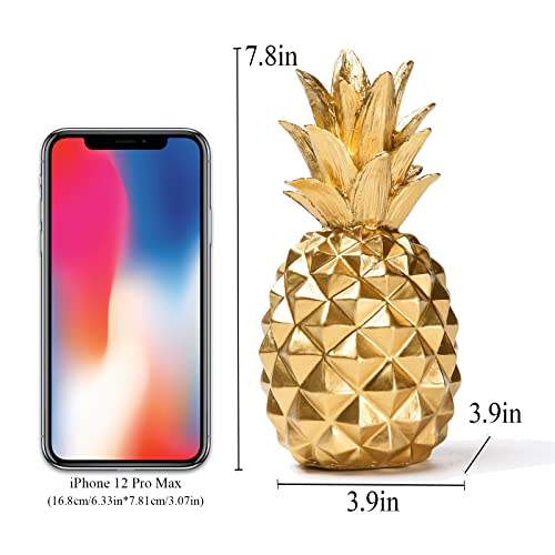 Estatua de Piña de Resina Dorada Moderna 3.9x3.9x7.8 in miniatura 2