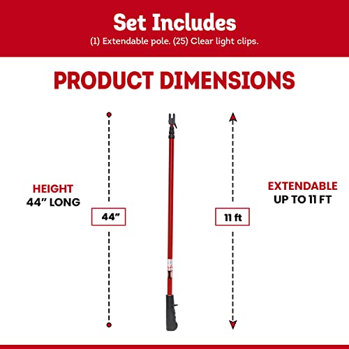 No Ladder PRO Telescoping Pole with 25 Rapid Release Light Clips for