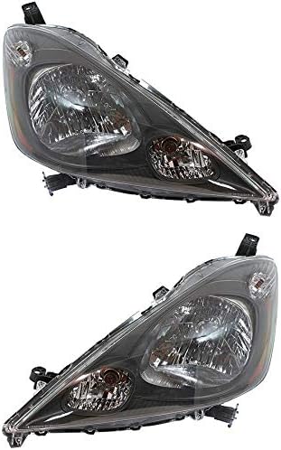 Garage-Pro Driver and Passenger Side Headlight for Honda Fit 2009-2014 Halogen With bulbs Fits Base, DX & LX, Dark Gray Housing Replaces # 33150TK6A01, 33100TK6A01