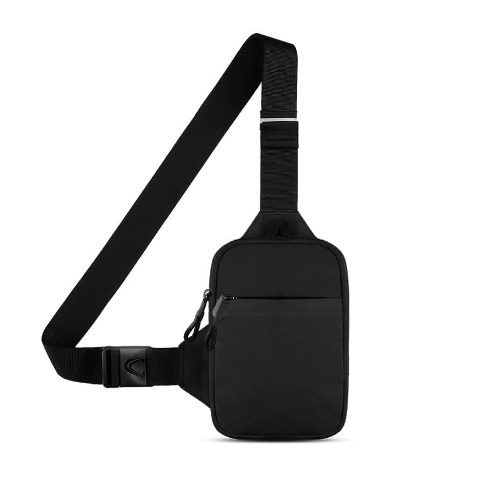 simptechMini Crossbody Sling Bag - Water-Resistant Dual Pocket Chest Pack - Lightweight Fanny Pack for Running, Travel & Everyday Workout