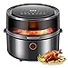 Friteuses 5,5 l à Air Multifonctionnel à Grande Capacité, à Faible Consommation de Carburant, Électrique à 120 °, Fenêtre Visible, Détachable, Facile à Nettoyer, D-J, le noir, 35 * 35 * 31cm