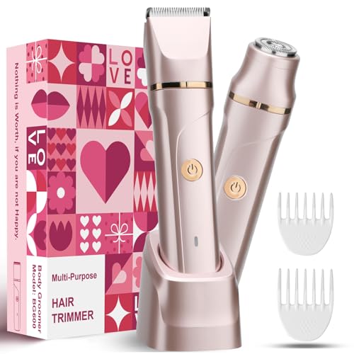 Image of Bikini Trimmer for Women 2-in-1 Electric Razors for Women with Body & Facial Heads, Rechargeable Bikini Shaver for Smooth Pubic & Body Grooming, Waterproof, Portable & Travel-Friendly Gift