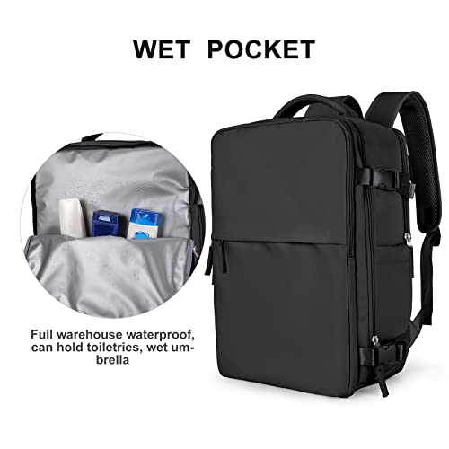 Uppack Travel Black Backpack For Women Men Travel Bag Watreproof Hiking Backpack College Laptop Backpack For Traveling On Airplane Travel Essentials Carry On Backpack Flight Approved(Black). #TOP6