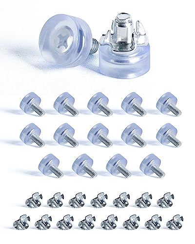 SPDYCESS 16pcs M6 Transparent Adjustable Leveling Feet, Height Adjustable Feet, Furniture Levelers with T-Nuts