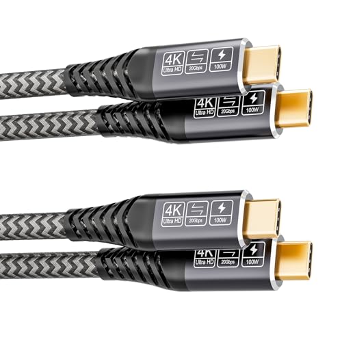 CAKOBLE 2 Pack USB C Cable 1m,USB 3.2 Gen2 [PD3.0 100W 20V/5A] Cable USBC Carga Rápida,Transmisión de datos a 20 Gbps,Transmission vidéo 5K/4K@144Hz Cable USB C 100w Para iPhone 16,S25
