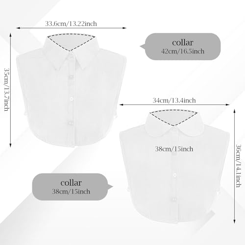 2 Pieces Fake Collar for Women Shirts, Detachable Collar Half False Blouse Dickey for Women Girls Outfits Accessory2