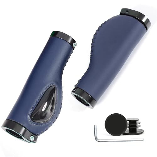 ROGTYO Puños ergonómicos para manillar de bicicleta, con diseño de cuerno en dos lados, 22 mm, antideslizantes para MTB, bicicleta de carretera, bicicleta de trekking, bicicleta eléctrica, bicicleta