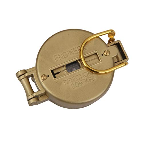 Brújula direccional militar metálica de ingeniero con aguja flotante y diseño lensático (dorado) miniatura 4
