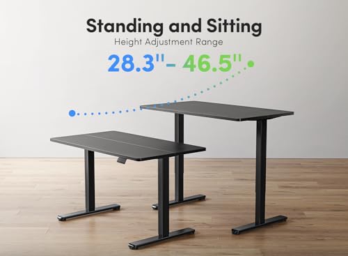 Image of FEZIBO Electric Standing Desk, Height Adjustable Stand up Desk, 55 x 24 Inches Sit Stand Home Office Desk, Computer Desk, Black
