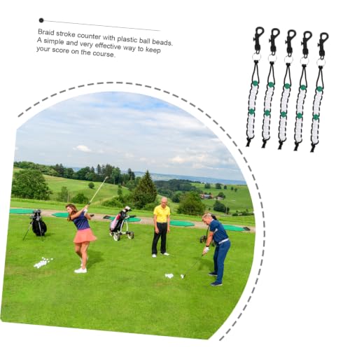 LIOOBO Contador de Golpes para Golf, Cadena de Cuentas para Marcador de Puntuación, 5 piezas, Negro, Plástico miniatura 3
