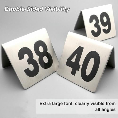 Stainless Steel Table Number Plate,Stainless Steel Tent Style Table Numbers, Restaurant Digital Number Plate, for Weddinag Birtay Marriage Party Supplies