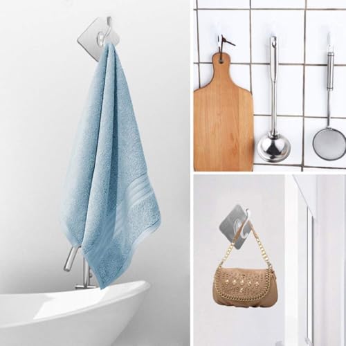 Image of 10 Pack Heavy Duty Self Adhesive Wall Hooks Holder Without Drill Waterproof Seamless Sticker Hooks Wall-Mounted Hanger for Bathroom Kitchen Bedroom Punch Free Hooks for Home & Living Room