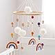 Herfair Mobiles Baby, Regenbogen Babybett Hölz Windspiele mit Bäll, Baby Mobile, Anhänger Babyzimmer Deko, Neugeborene Geschenk für Jungen Mädchen (Rot)