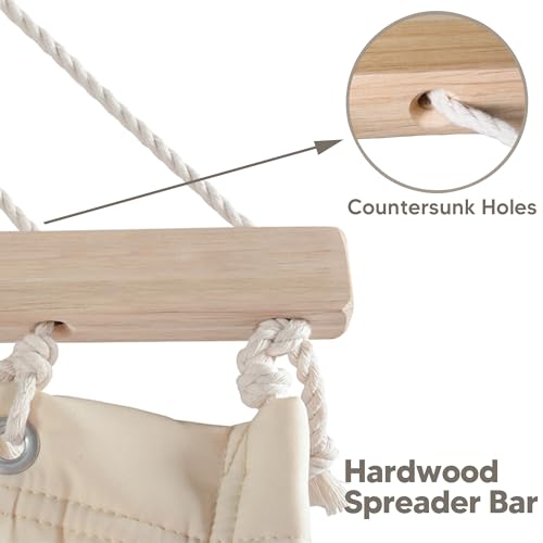 Image of SUNCREAT Double Outdoor Hammock with 15 ft Stand, Standing Patio Hammocks for Outside, Beige