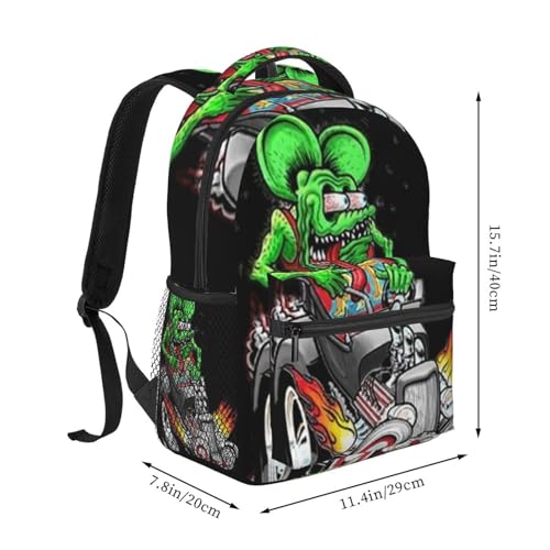 R-at Fink lightweight casual student backpack with adjustable shoulder straps and cushioned back for comfort Black2