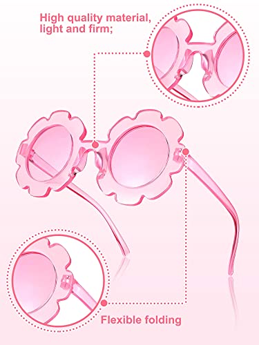 Geyoga 12 Pcs Kids Flower Sunglasses Colored Round Flower Glasses Cute Girls Baby Sunglasses for Outdoor Party Beach Eyewear4