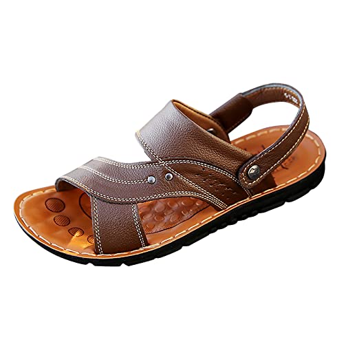 CreoQIJI Outdoor Sandals Men's Summer Shoes Padded Mules Hiking Sandals Men's Orthopaedic Trekking Sandals Men Soft Padding with Non-Slip Sporty Platform, brown, 11 UK