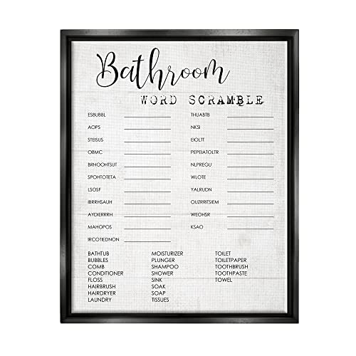 Bathroom Word Scramble Fun Family, 17 x 21 Inch Canvas in Floater Frame