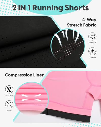 Image of maamgic Mens Running Shorts with Compression Liner 5 inch Quick Dry Workout Shorts Anti-Chafe Gym Shorts 2 in 1 Athletic Shorts