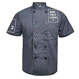 TopTie Personalisierte Kochjacke Herren Kurzarm Chef Mantel Professionelle Chef Coat für Männer Frauen