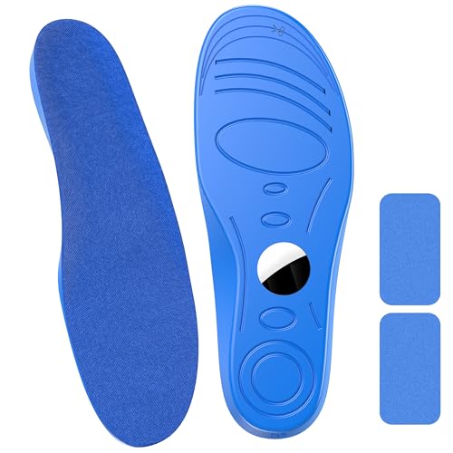 MHYALUDO Compatible with Airtag Protective Cover Insoles for Kids and Seniors,Compatible with Airtag Insoles to Help You Find Your Family Faster, Track Your Steps and Shoes -Size 190mm Blue