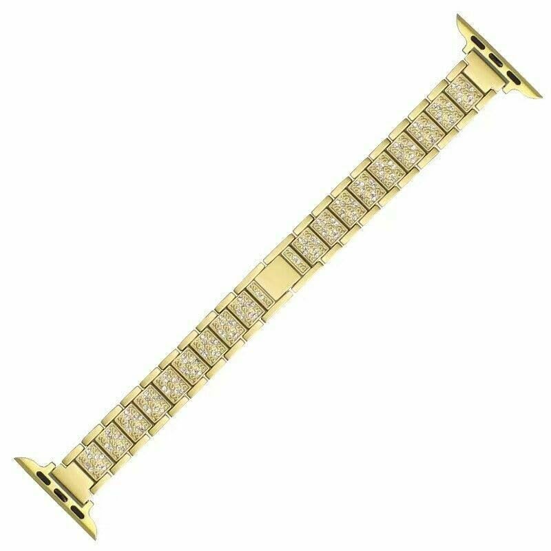 Bracelet métal doré iWatch 45mm strass luxe pour transformer votre montre connectée