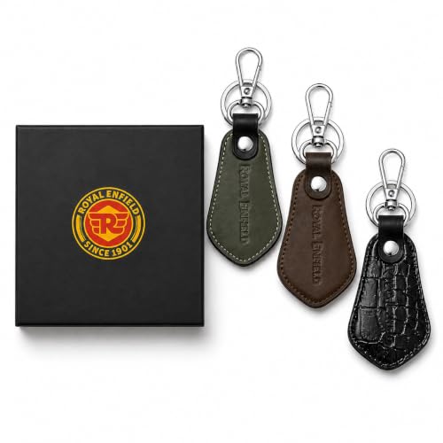 Image of Leather Strap Keychain, Embossed Logo Design, Durable Premium Key Ring for Bike Lovers & Gift Use