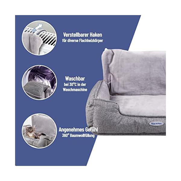 Happi N Pets Katzenbett für Heizungen, Kuschelige Katzenheizungsliege, Verstellbarer Haken für Verschiedene Heizungen, Katzenhängematte für Heizungen, Grau – Bild 6