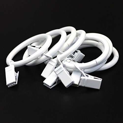 KisSealed 36 Piese Rings Curtain Clips with Rings Rustproof Drapery Rings on Rod Strong Metal Decorative Drapery Window Curtain Ring with Clip Vintage White - Thumbnail 5