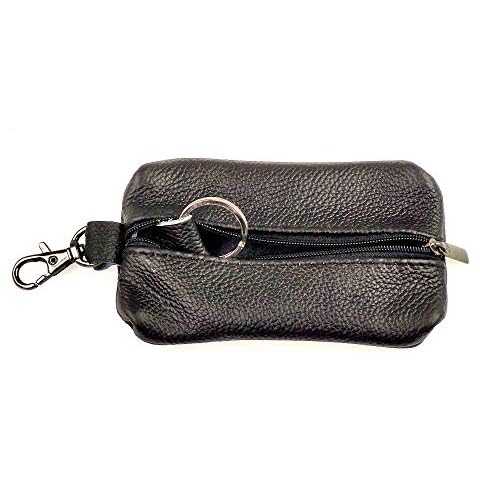 Heavy Duty Black Grain Genuine Leather Key Wallet with Zip and Clip Cover