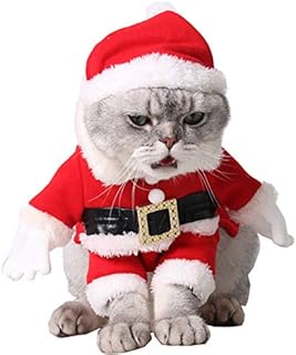 Cat Christmas Outfit ,Legendog Christmas Pet Clothes Cute Santa Claus Dog Cat Christmas Costumes Cat Dress up Christmas with Santa Hat
